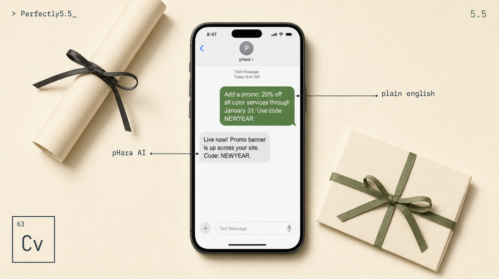 Add a salon promotion or announcement to your website by text