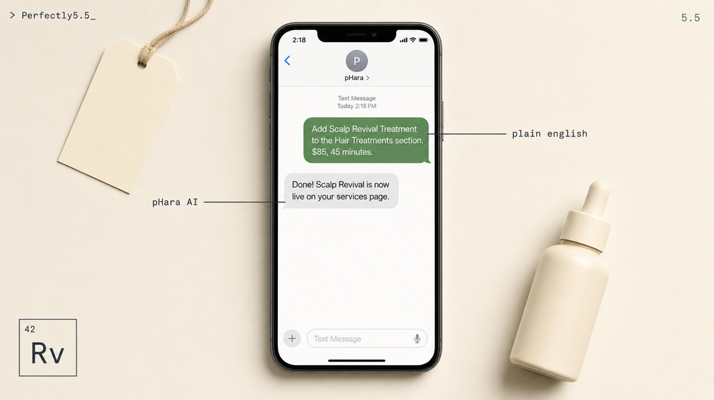Add a new salon service page by texting pHara