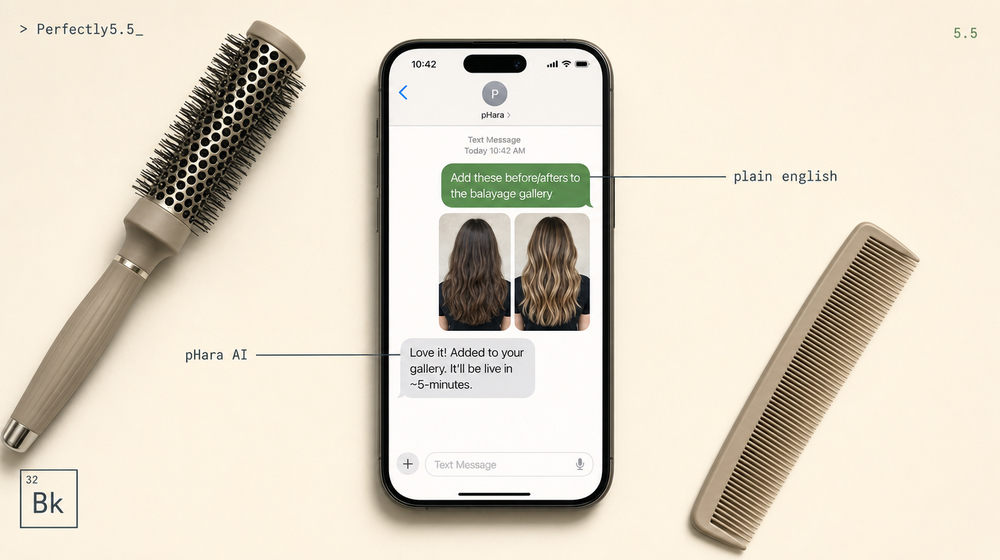 Text your salon’s before/after photos straight to your website